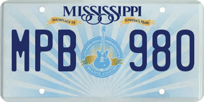 MS license plate MPB980