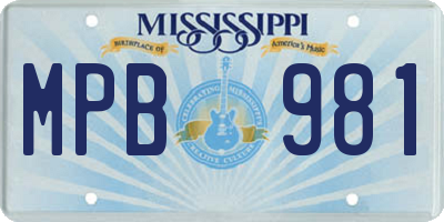 MS license plate MPB981