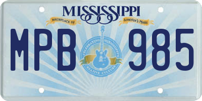 MS license plate MPB985