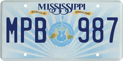 MS license plate MPB987