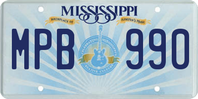 MS license plate MPB990