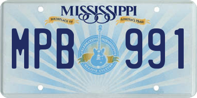 MS license plate MPB991