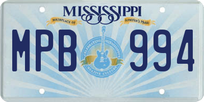 MS license plate MPB994