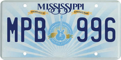 MS license plate MPB996