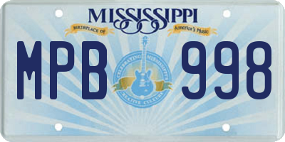 MS license plate MPB998