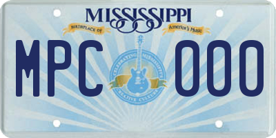 MS license plate MPC000