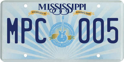 MS license plate MPC005