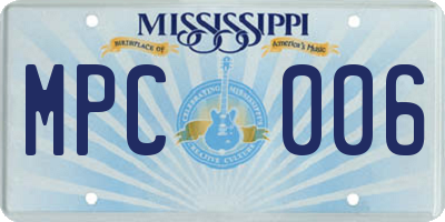 MS license plate MPC006