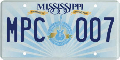 MS license plate MPC007