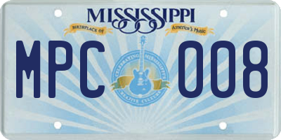 MS license plate MPC008