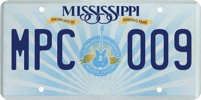 MS license plate MPC009
