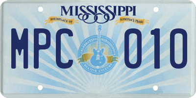 MS license plate MPC010