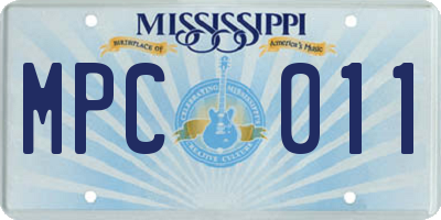 MS license plate MPC011