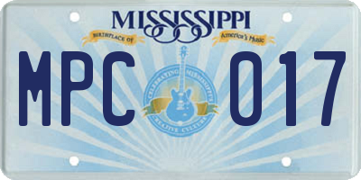 MS license plate MPC017