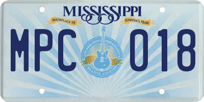 MS license plate MPC018