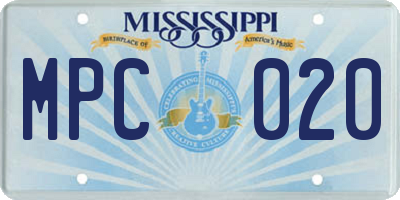 MS license plate MPC020
