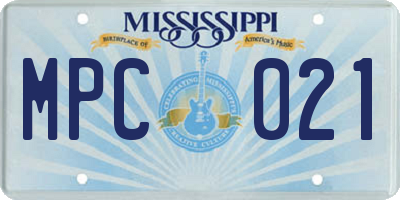 MS license plate MPC021