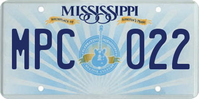 MS license plate MPC022