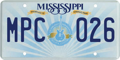 MS license plate MPC026