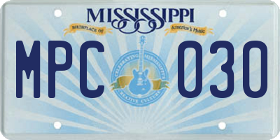 MS license plate MPC030