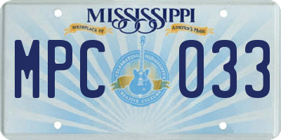 MS license plate MPC033