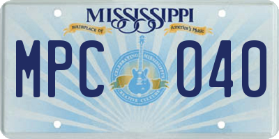 MS license plate MPC040