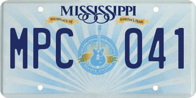 MS license plate MPC041