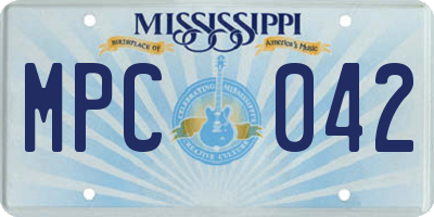 MS license plate MPC042