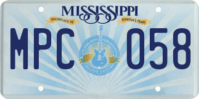 MS license plate MPC058