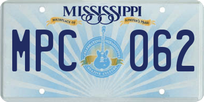MS license plate MPC062