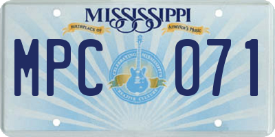 MS license plate MPC071