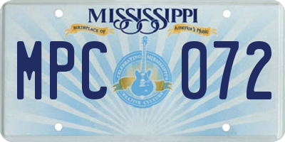 MS license plate MPC072