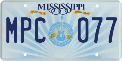 MS license plate MPC077