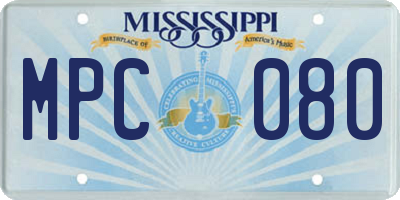 MS license plate MPC080