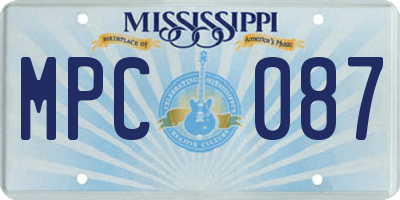 MS license plate MPC087