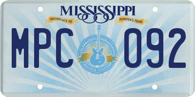 MS license plate MPC092