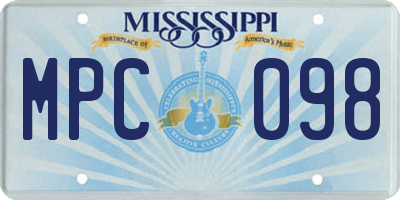MS license plate MPC098