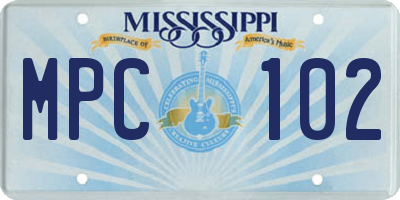 MS license plate MPC102