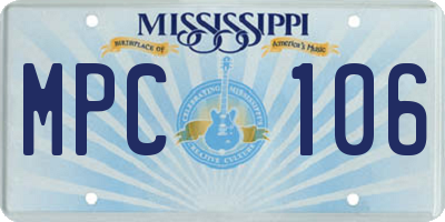 MS license plate MPC106