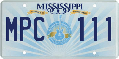 MS license plate MPC111
