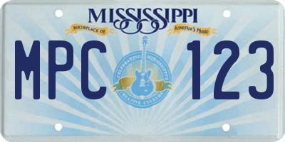 MS license plate MPC123