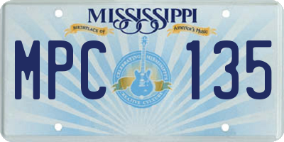 MS license plate MPC135