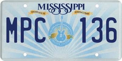 MS license plate MPC136