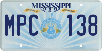 MS license plate MPC138