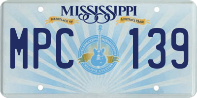 MS license plate MPC139