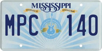 MS license plate MPC140