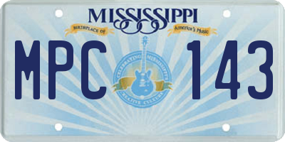 MS license plate MPC143
