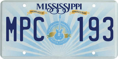MS license plate MPC193