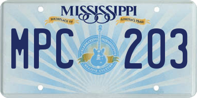 MS license plate MPC203