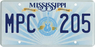 MS license plate MPC205